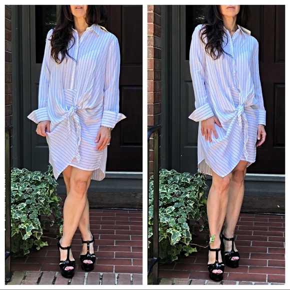 ✨LAST ONES WAS 38$✨Tie knot  striped Shirt dress - Picture 2 of 6